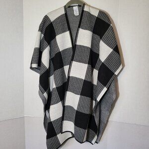 Time & Tru Women's Buffalo Check Wrap One Size Black/White NEW